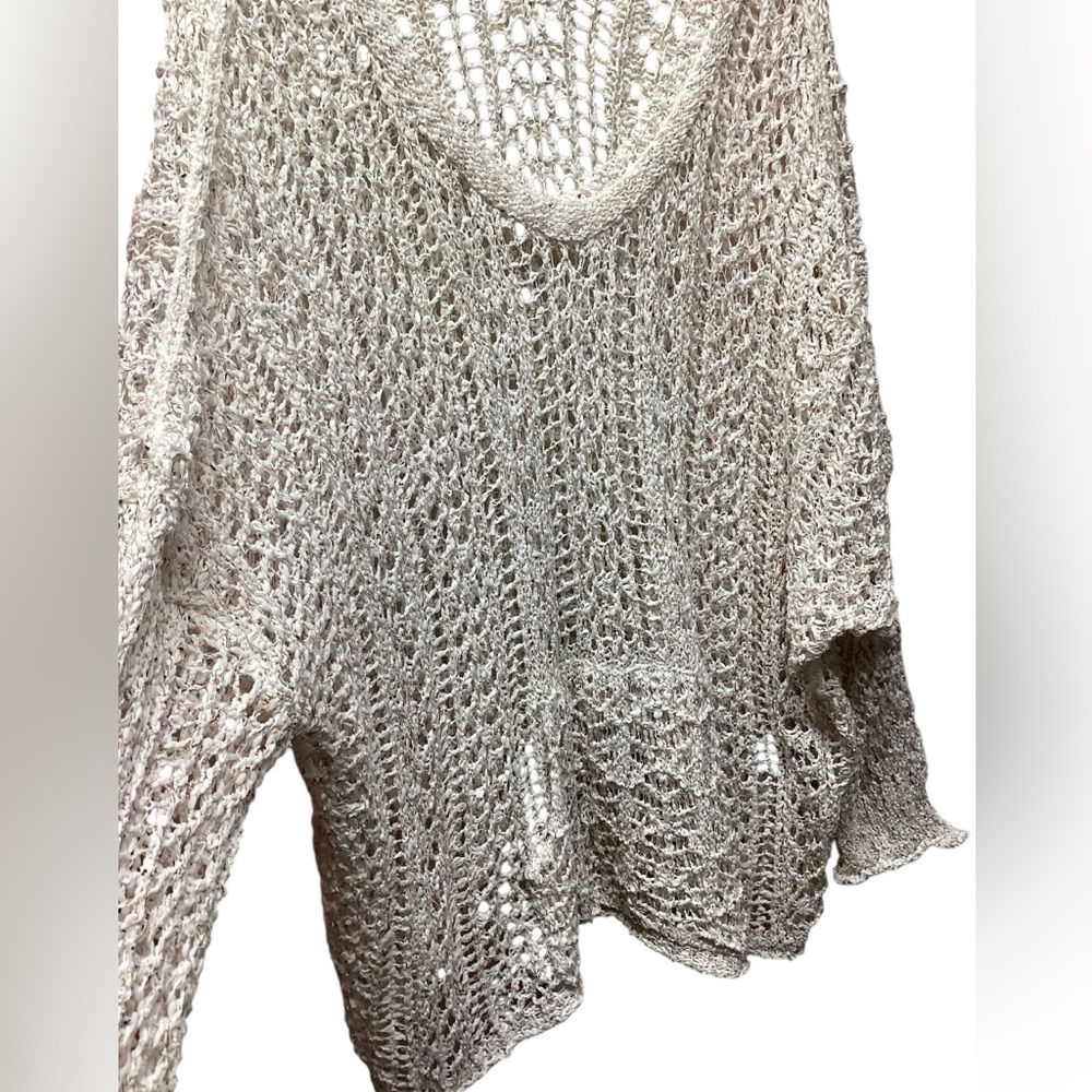 POL open crochet pullover boho coastal sweater Size Medium Cream - Picture 9 of 9